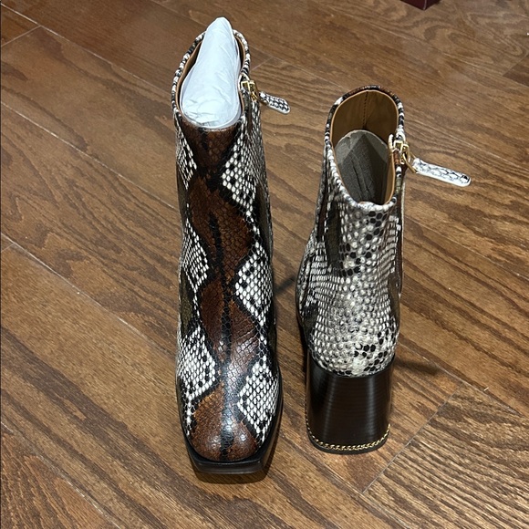 Tory Burch Snakeskin Ankle Boots with Block Heel - Picture 2 of 4
